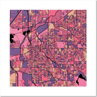 Lincoln Map Pattern in Purple & Pink Posters and Art